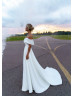 Off Shoulder White Satin Elegant Wedding Dress
